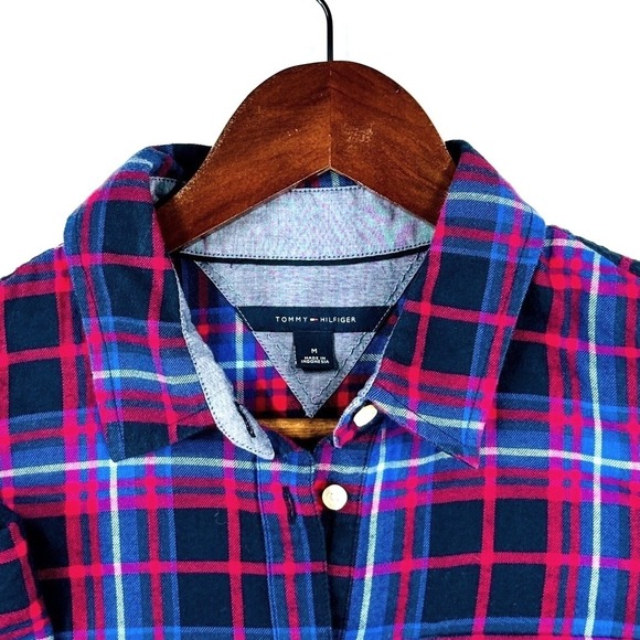 Tommy Hilfiger, Women's Flannel Plaid Shirt, Long Sleeve, Sz M - Picture 2 of 7